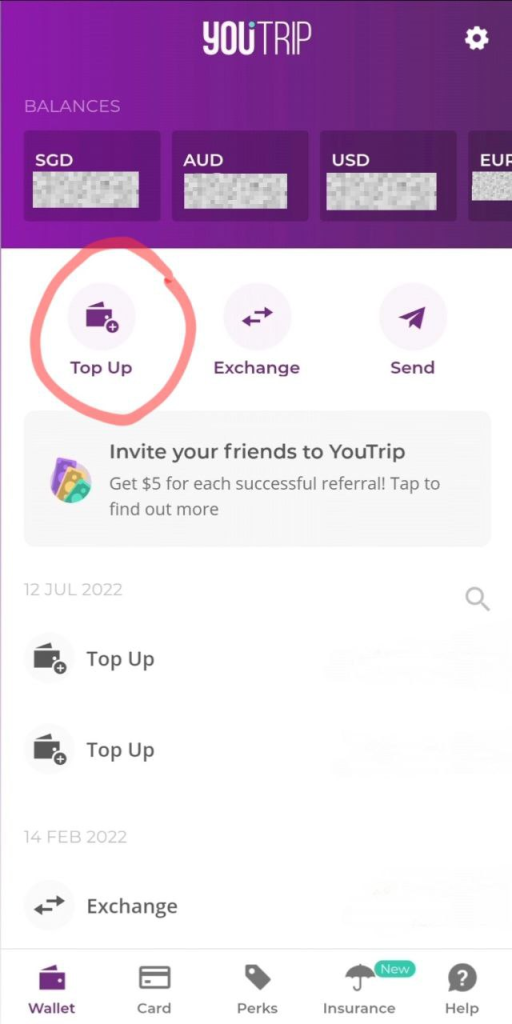 Top up YouTrip